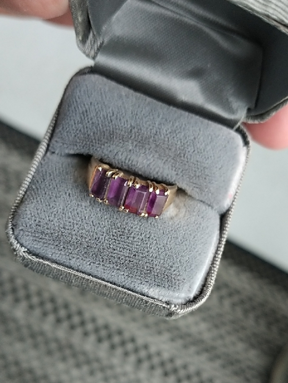 14k Gold Ring with Purple Gemstones - Women Jewelry